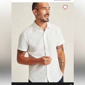 Bonobos White Seersucker Polka Dot Print Stretch Short Sleeve Shirt M Slim